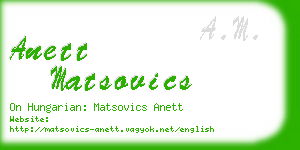 anett matsovics business card